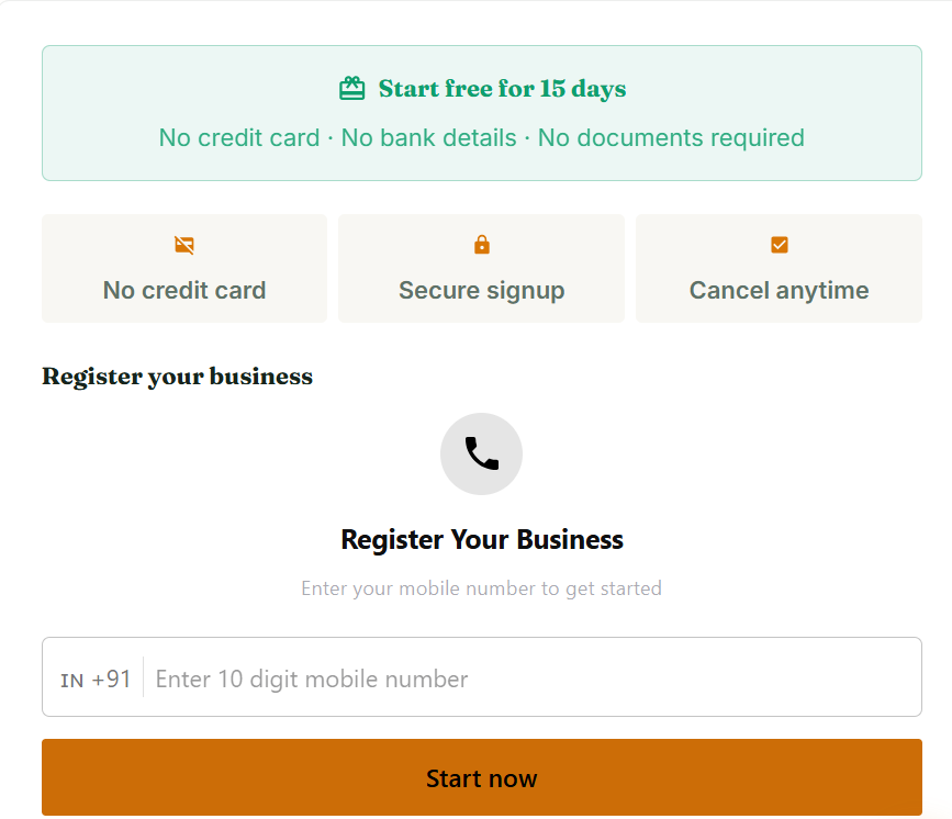 Register your business screen